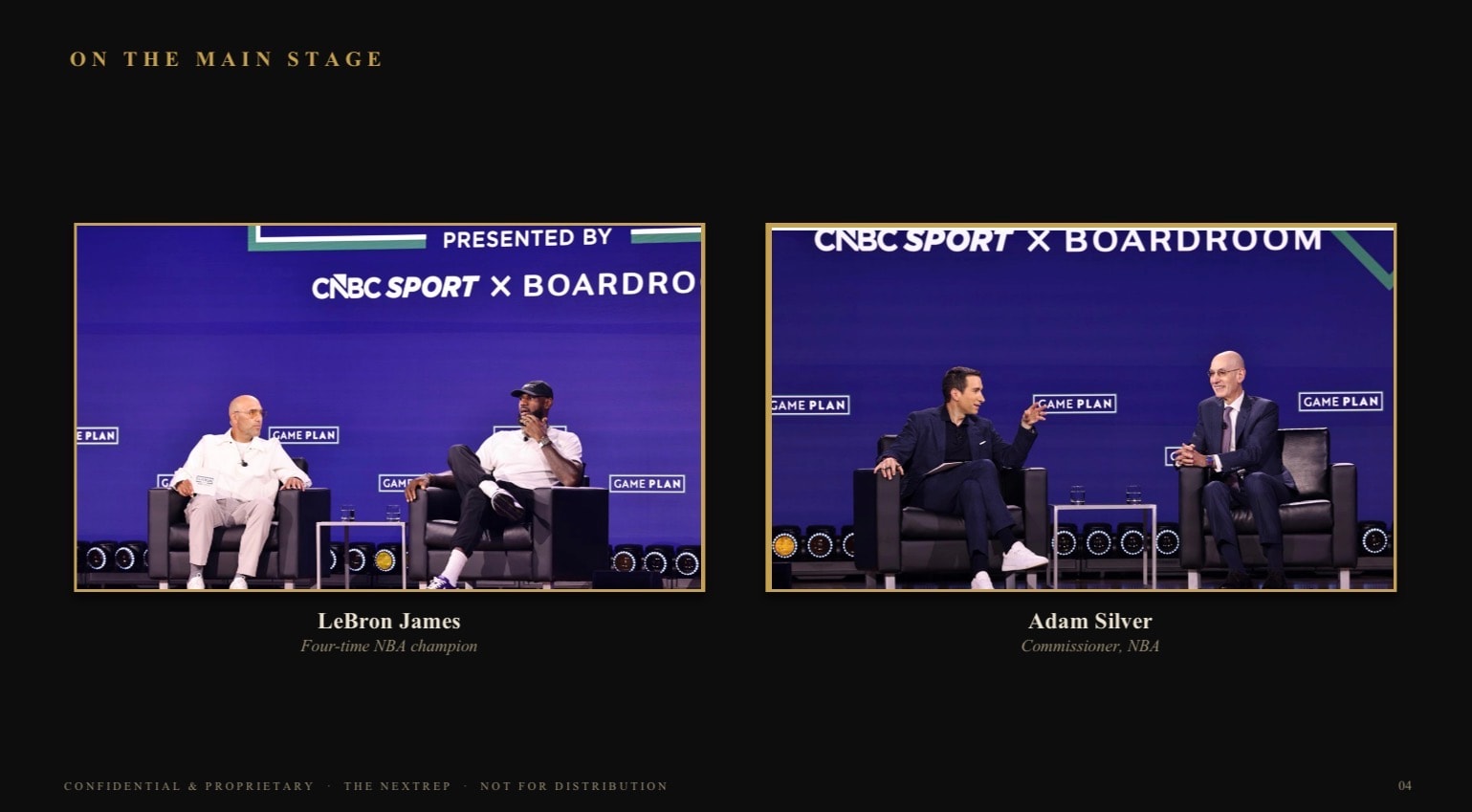 LeBron James and Adam Silver on the main stage at GAME PLAN New York